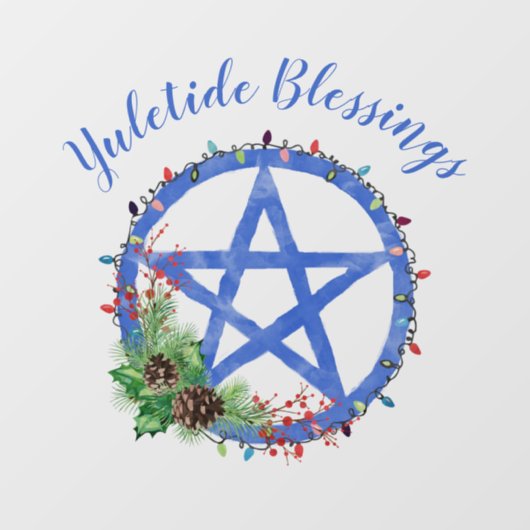 Yuletide Blessings Wiccan Holiday Lights Pentacle Raamsticker (Vel)