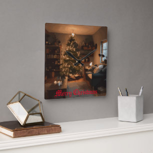 Yuletide Charm Vierkante Klok