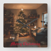 Yuletide Charm Vierkante Klok (Voorkant)