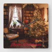 Yuletide Charm Vierkante Klok (Voorkant)