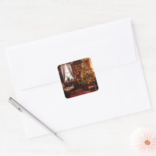 Yuletide Charm Vierkante Sticker (Envelop)