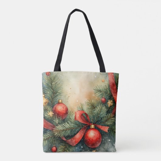 Yuletide Charm Waterverf Canvas tas (Achterkant)