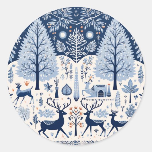 Yuletide Decor Ronde Sticker (Voorkant)