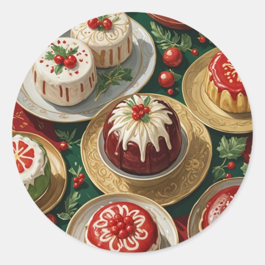 Yuletide Feast Ronde Sticker (Voorkant)
