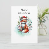 Yuletide Fox Christmas Greetings Feestdagenkaart (Staand voorkant)