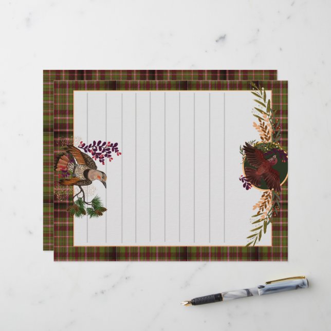 Yuletide Greetings Northern Flicker Briefhoofd (Voorkant / Achterkant in situ)