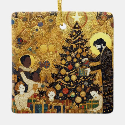 "Yuletide Joy" Keramisch Ornament (Voorkant)