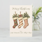  Yuletide Kousen Vrolijke kerst Kaart (Staand voorkant)