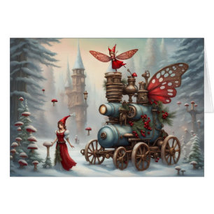 Yuletide Steampunk Moteur Grey Carte de vacances