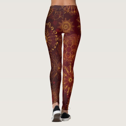 Yuletide weelde: Gouden draden van Kerstmis Leggings (Achterkant)