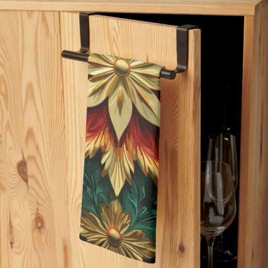 Yuletide weelde: Gouden draden van Kerstmis Theedoek (Derde Gevouwen)