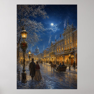 Yuletime City IV - Sierlijke Winterstraat Poster