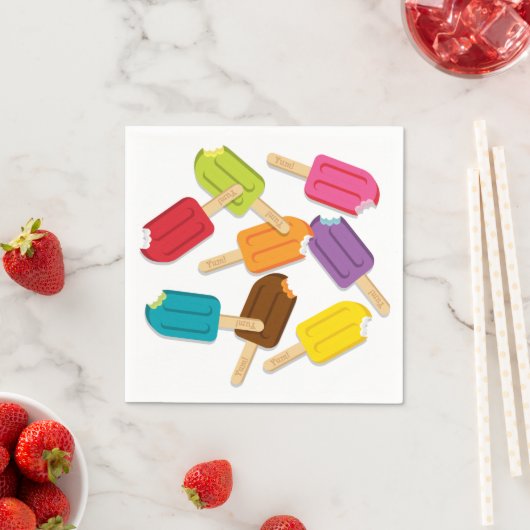 Yum! Popsicle Paper Napkins (verpakking van 50) Servetten (Insitu)