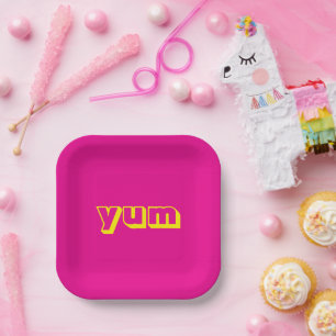 Yum Roze & Geel Papier Party Borden Papieren Bordje