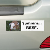 "Yum, rundvlees" bumpersticker (Op auto)