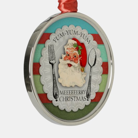 Yum yum yum Santa vork lepel Kerst ornament (Rechts)