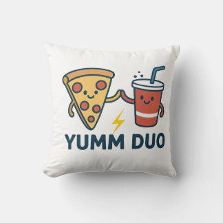 Yumm Duo Pizza en Soda Schattigee Cartoon Kussen