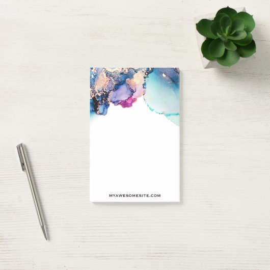 *~* Yummy Blauwgroen Turquoise Gold AP29 Bold Abst Post-it® Notes (Kantoor)