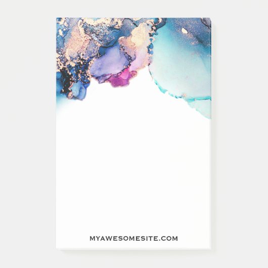 *~* Yummy Blauwgroen Turquoise Gold AP29 Bold Abst Post-it® Notes (Voorkant)