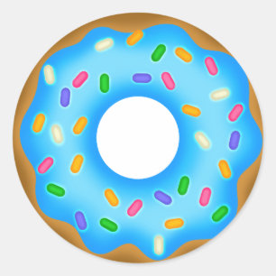 Yummy Blue Iced Sprinsed Sweet Doughnut Ronde Sticker
