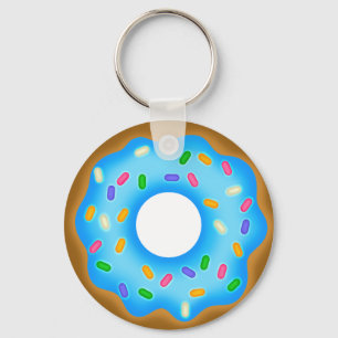 Yummy Blue Iced Sprinsed Sweet Doughnut Sleutelhanger