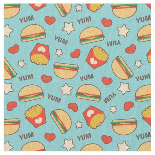 Yummy Cheeseburgers & French Fries Stof (Close Up)