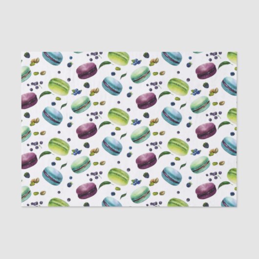Yummy Colorful Macaroons & Berries Pattern Tissuepapier (Voorkant)