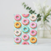Yummy cream donuts blue briefkaart (Staand voorkant)