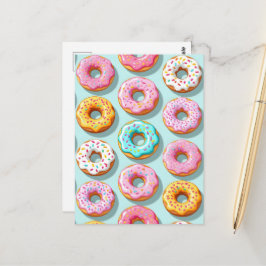 Yummy cream donuts blue briefkaart