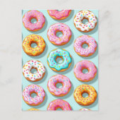 Yummy cream donuts blue briefkaart (Voorkant)