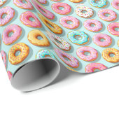Yummy cream donuts blue cadeaupapier (Rol Hoek)