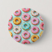 Yummy cream donuts blue ronde button 5,7 cm (Voorkant)