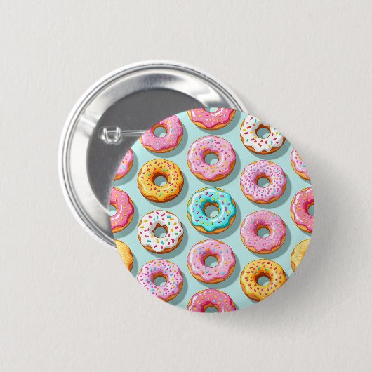 Yummy cream donuts blue ronde button 5,7 cm (Voorkant /achterkant)