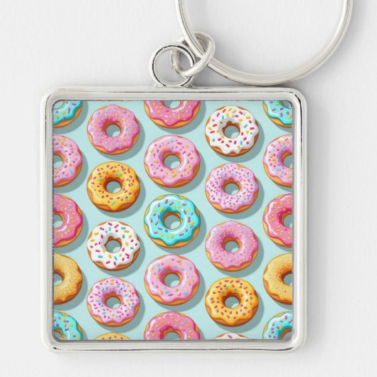 Yummy cream donuts blue sleutelhanger (Voorkant)
