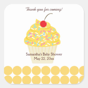 YUMMY CUPCAKE (geel) VIERKANTE Sticker