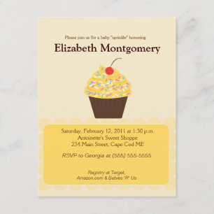 Yummy Cupcake Neutraal Baby shower 4x5 uitnodiging