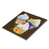 Yummy Cupcakes Chocolate Brown Kitchen TIles Tegeltje (Zijkant)