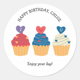 Yummy Cupcakes Verjaardag Ronde Sticker