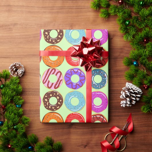 Yummy Donut Pattern Wrapping Papier (Feestdagen Geschenken)
