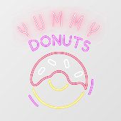 Yummy Donuts Faux Neon Light Donut Shop Raamsticker (Vel)