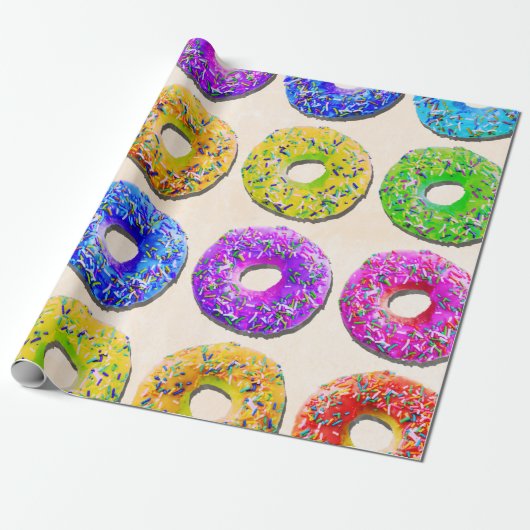 Yummy donuts patroon cadeaupapier (Uitgerold)