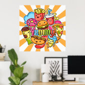 Yummy Fast Food Poster (Thuiskantoor)