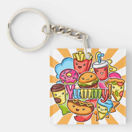Yummy Fast Food Sleutelhanger (Voorkant)