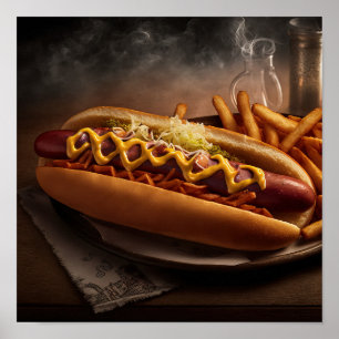 Yummy Hot Dog Kitchen Wall Art Poster