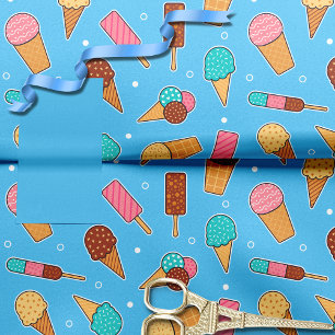 Yummy Ice Cream Pattern Blauw Tissuepapier