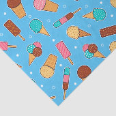 Yummy Ice Cream Pattern | Blauw Tissuepapier (Detail)