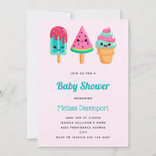 Yummy Ice Cream Trio Summer Vibe Baby shower Kaart