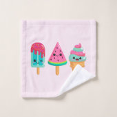 Yummy Ice Cream Trio Vibe été Motif (Gant de toilette)