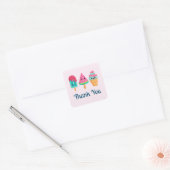 Yummy Ice Cream Trio Zomer Vibe Bedankt Vierkante Sticker (Envelop)