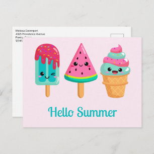 Yummy Ice Cream Trio Zomer Vibe Briefkaart